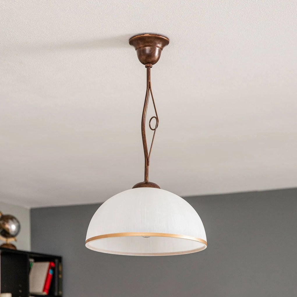Lamkur Lampada a sospensione Roma in bianco e marrone, 1 luce