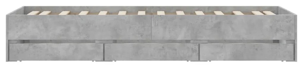 Giroletto Cassetti Grigio Cemento 90x190 cm Legno Multistrato