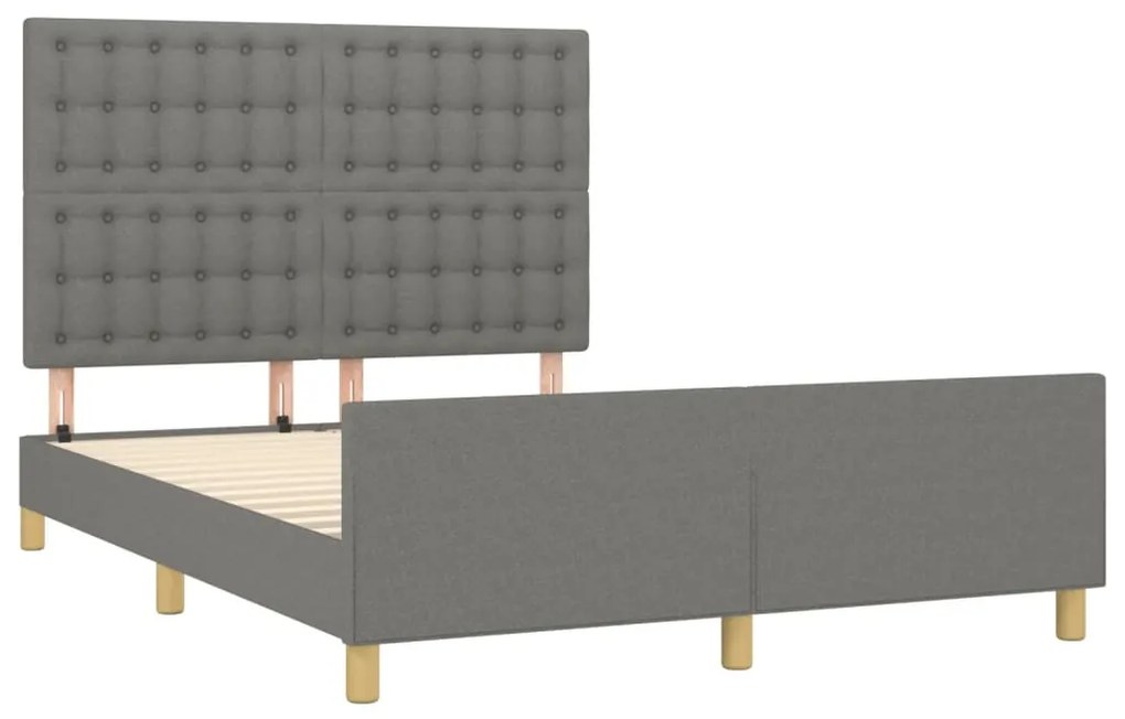 Giroletto con testiera grigio scuro 140x200 cm in tessuto
