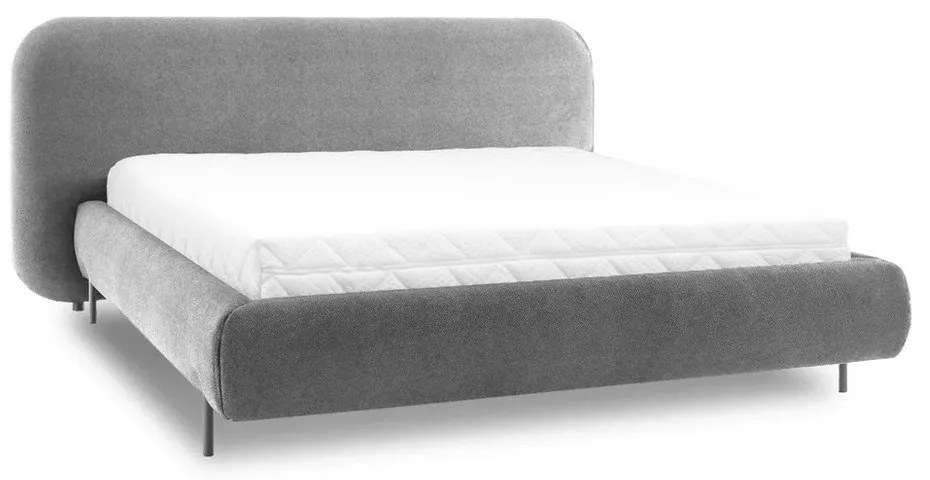 Letto matrimoniale imbottito grigio con contenitore e rete inclusi 180x200 cm Pointt – ELTAP