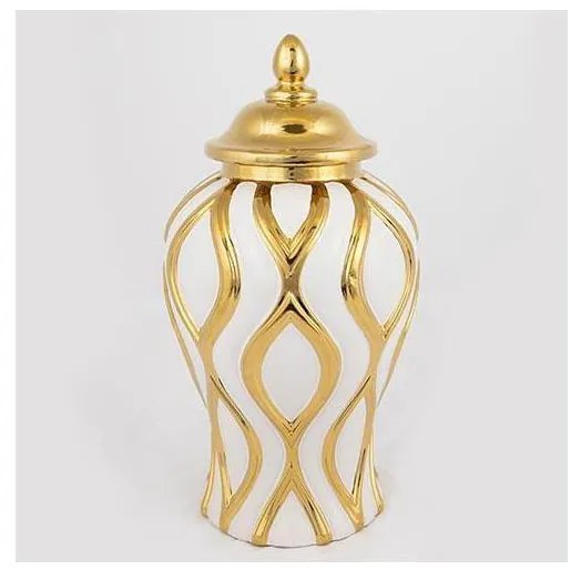 Vaso in ceramica 30,6x16,2 cm oro/bianco