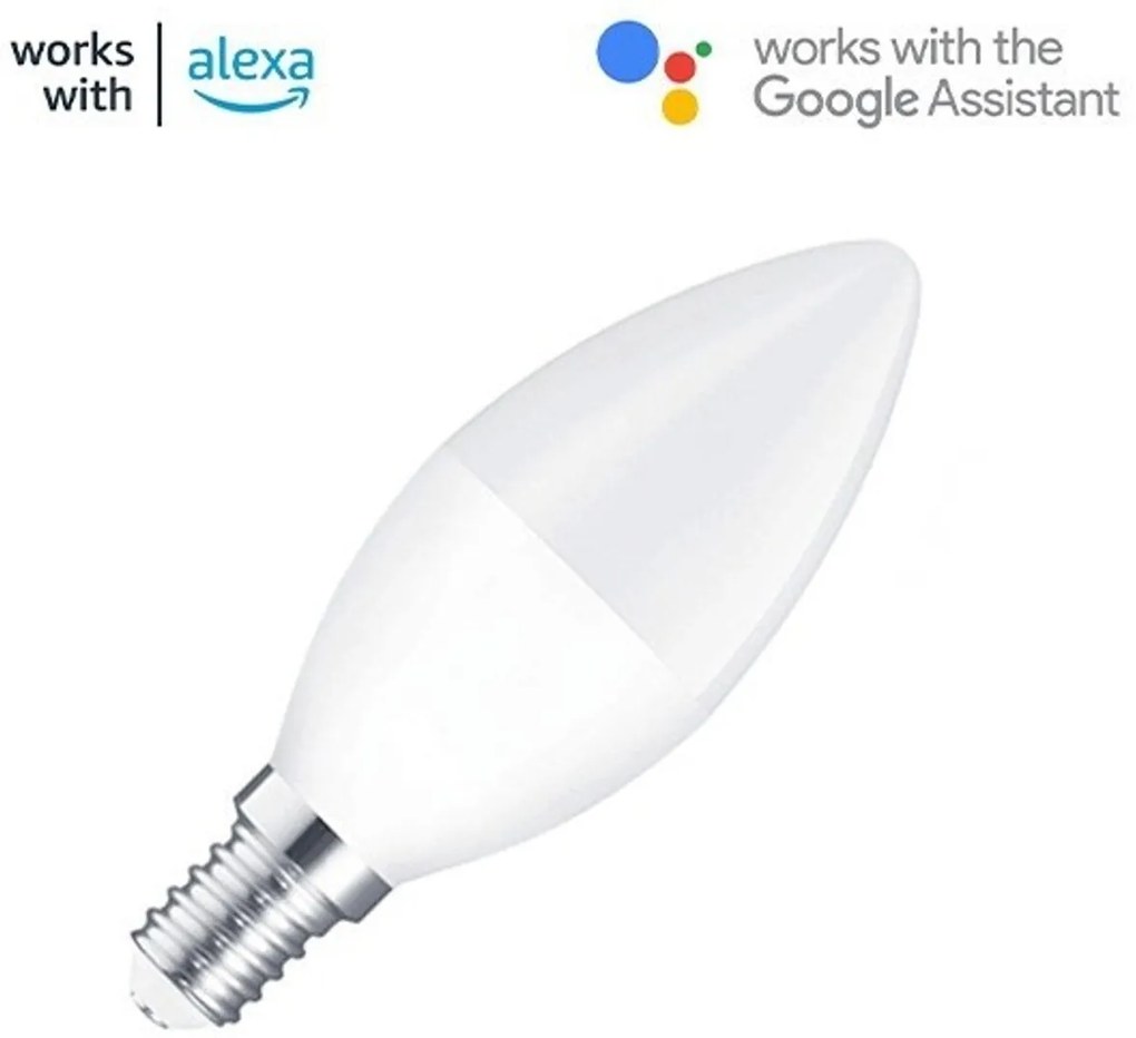 Lampada LED E14 5W smart CCT WiFi - Amazon Alexa e Google Home Colore Bianco Variabile CCT