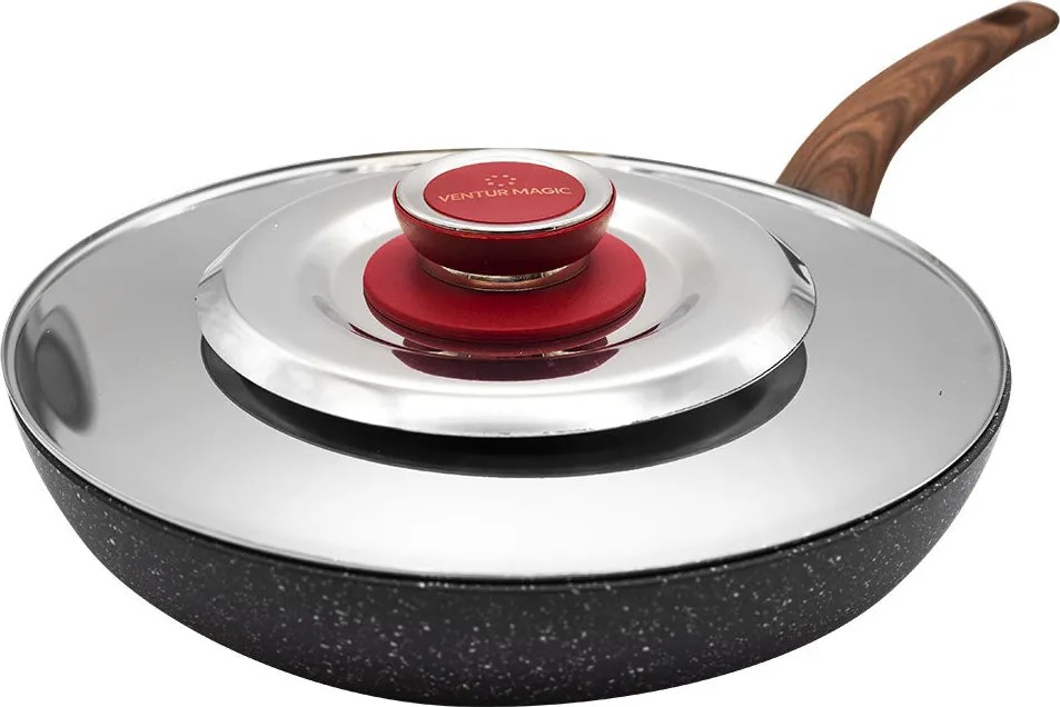 Coperchio Magico Antiodore Ø31 cm Ventur Magic in Acciaio Inox Pomolo in Bachelite Cooker Rosso...