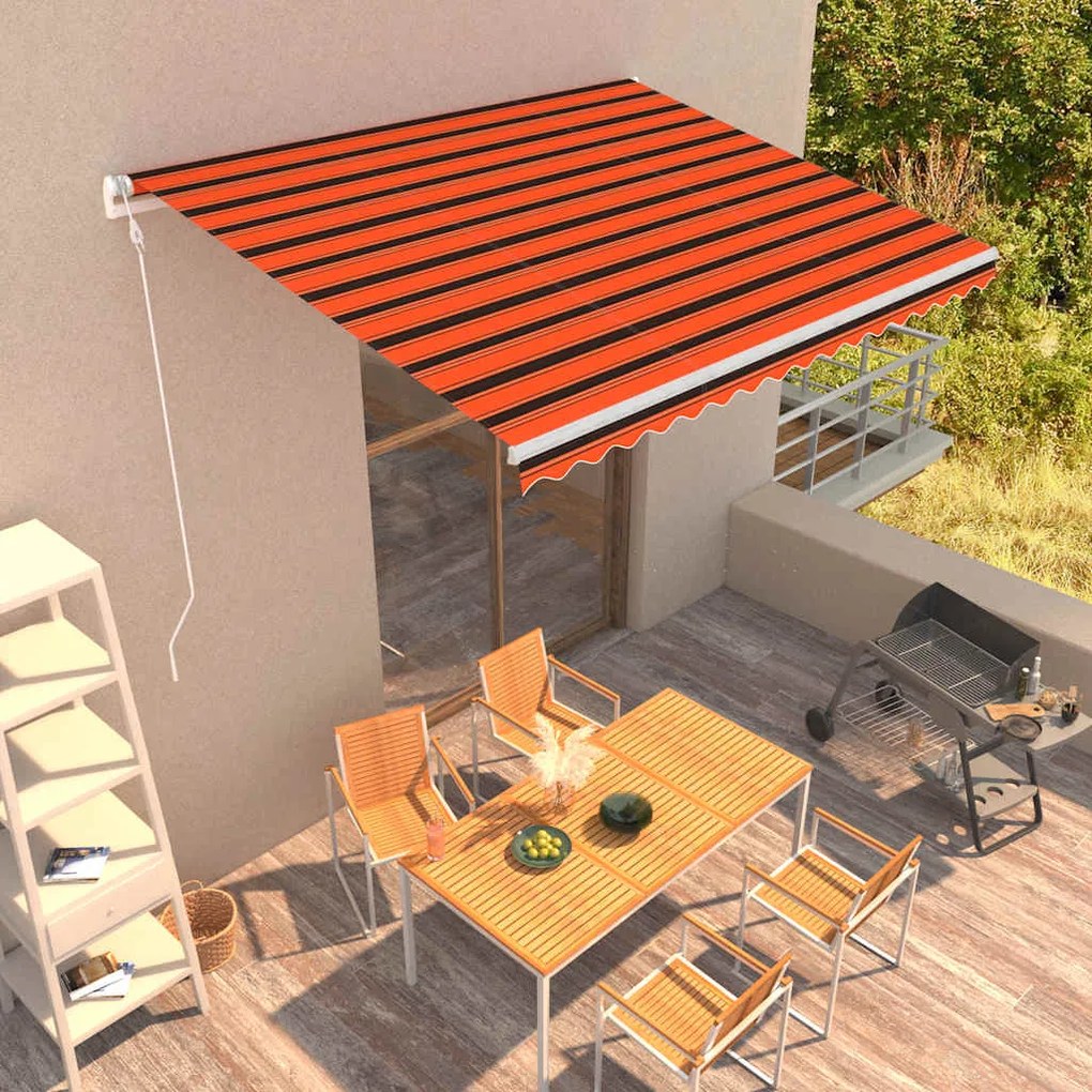 Tenda Da Sole Retrattile Automatica 400x300 Cm Arancione E Marrone /