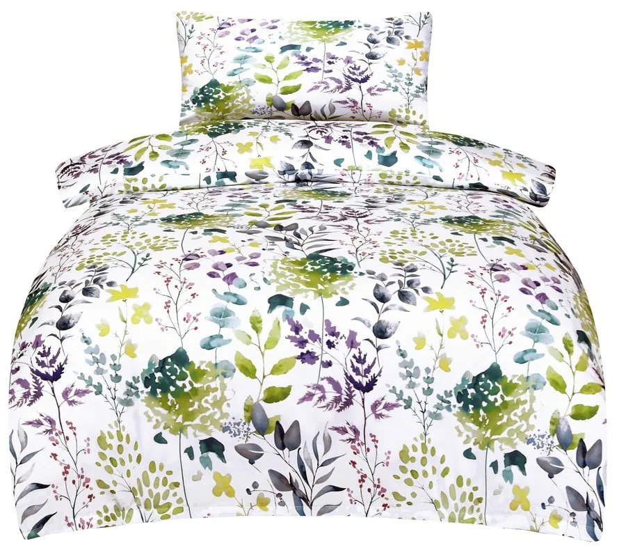 Biancheria da letto bianca in raso di cotone per letto singolo 140x200 cm Savoy – My House