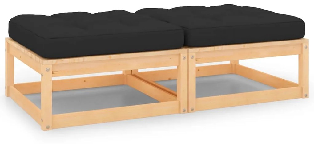 Poggiapiedi Da Giardino Con Cuscini 2 Pz Legno Massello Di Pino /