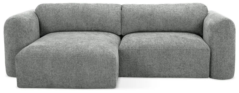 Divano angolare grigio allungabile/con contenitore (con penisola a sinistra/con chaise lounge) con rivestimento in ciniglia Mele – Makamii