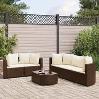 Set Divano da Giardino 6 pz con Cuscini Marrone in Polyrattan 3308417