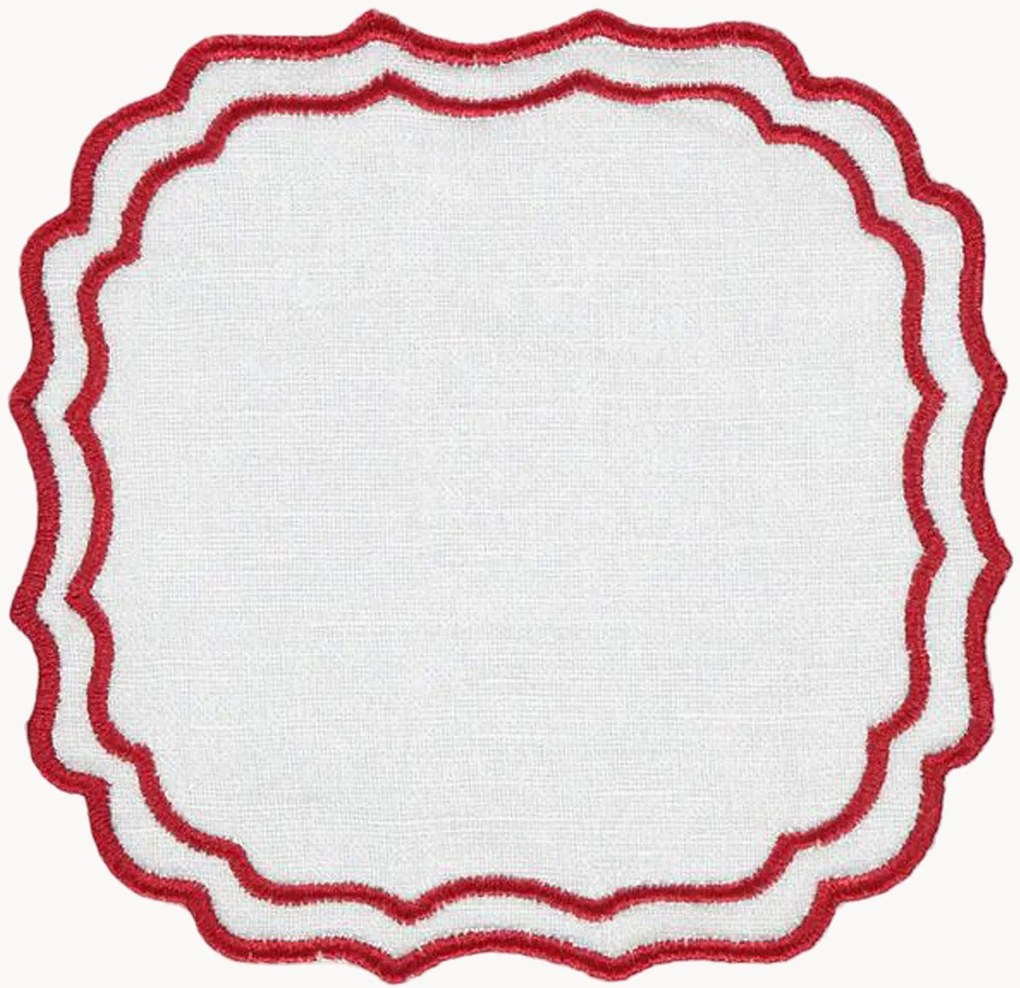 Sottobicchiere quadrato con bordo ricamato Greta