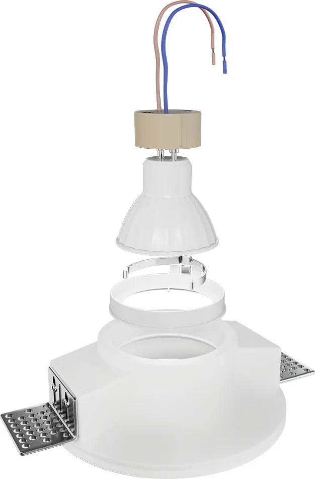 Portafaretto Rotondo Ø130x50mm GU10 in Gesso Pitturabile