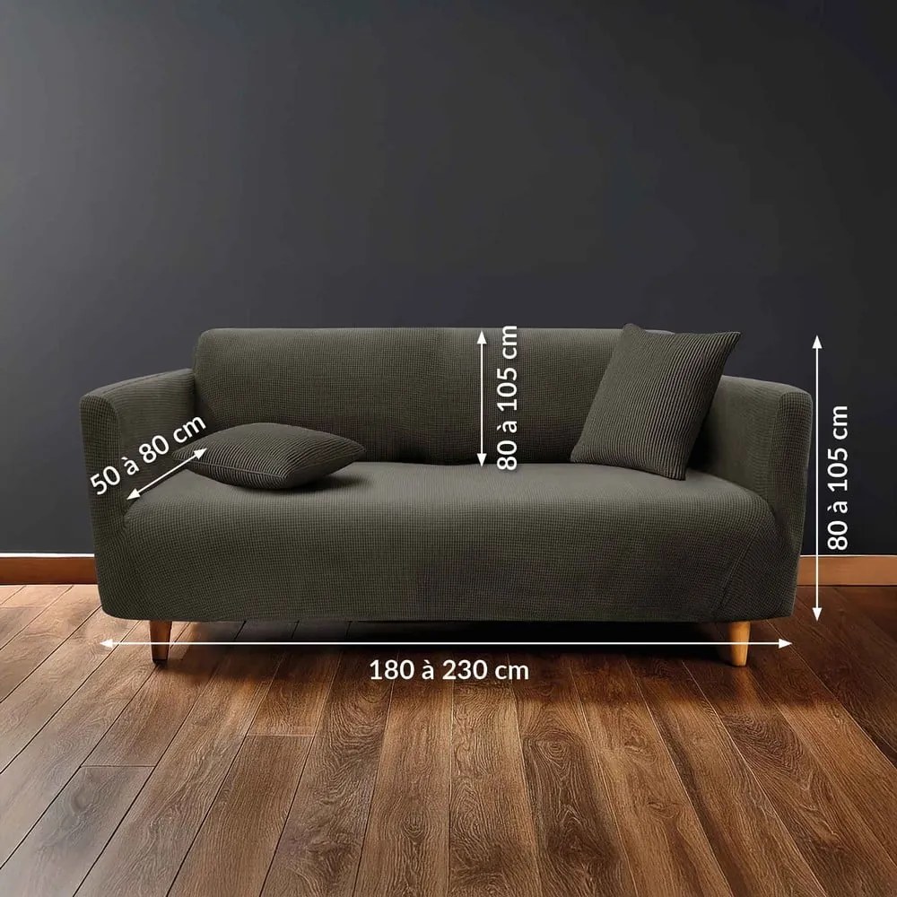 Copridivano color antracite con rivestimento elastico per divano a 3 posti Sacha – douceur d'intérieur