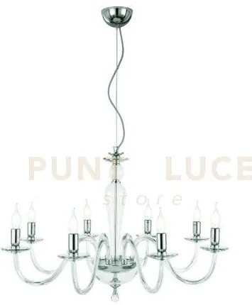 Lampadario paganini 8 luci cristallo cromo attacco e14 d.84cm