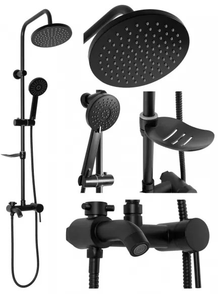 REA-P7005 - Set doccia LUIS nero opaco