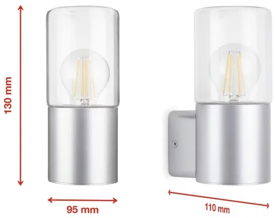 Briloner 320504TF - Applique da esterno 1xE27/12W/230V IP44 argento