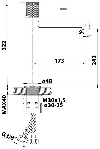 Sapho - Miscelatore per lavabo SOLARIS 32 cm, cromo lucido