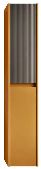 Colonna per mobile bagno Niwa 2 ante P 27 x L 30 x H 160 cm laccato opaco senape con vetro grigio carbone cannettato