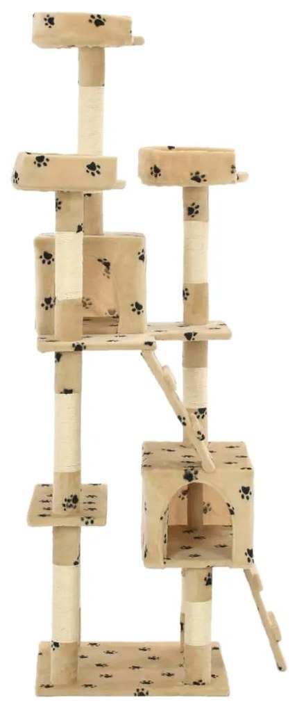 Albero per gatti tiragraffi sisal 170 cm zampe stampate beige