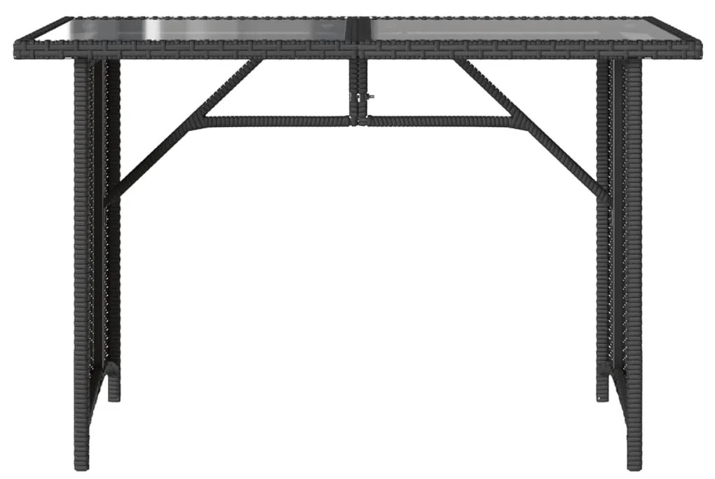 Tavolo da giardino piano in vetro nero 110x68x70 cm polyrattan