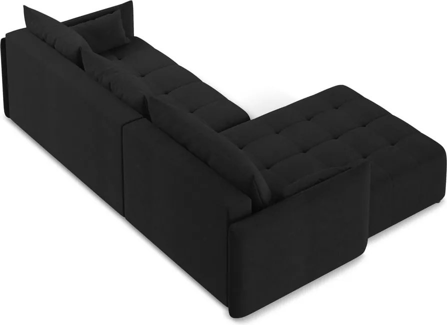 Divano angolare nero allungabile/con contenitore (con penisola a sinistra/con chaise lounge) Moku – Makamii