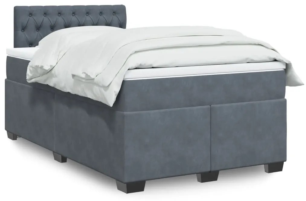 Giroletto A Molle Con Materasso Grigio Scuro 120x200 Cm Velluto /