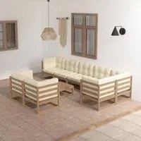 Set Salotto Giardino 9 pz Cuscini Antracite Legno Massello Pino 3076712