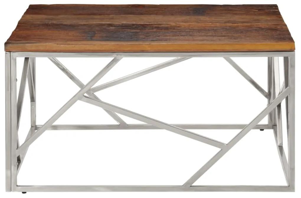 Tavolino salotto argento acciaio inossidabile e legno massello