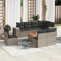 Set Divano da Giardino 9 pz con Cuscini Grigio in Polyrattan 3225486