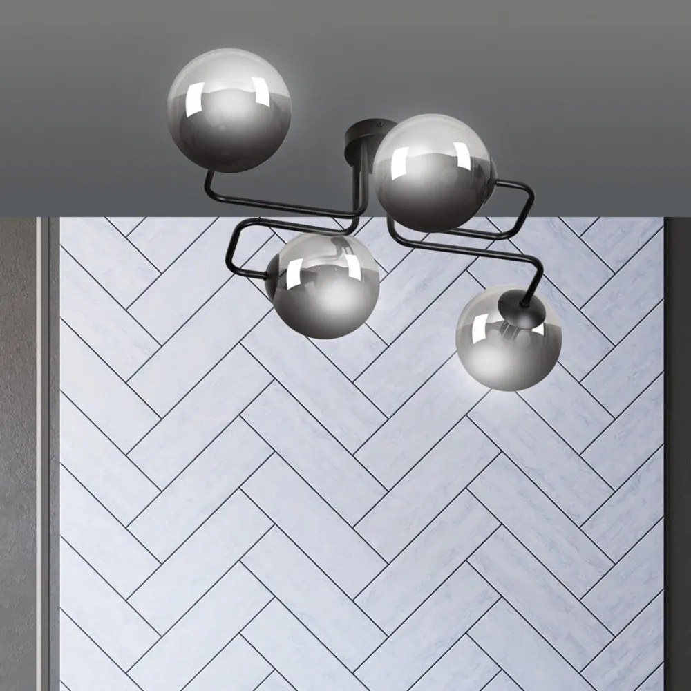 Lampadario da Soffitto BRENDI 4 in acciaio e vetro 4xE14 Colore delle Sfere Grafite