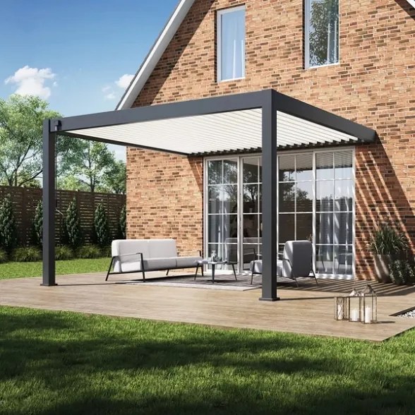 Pergola bioclimatica Ombréa addossata 4x4M in alluminio