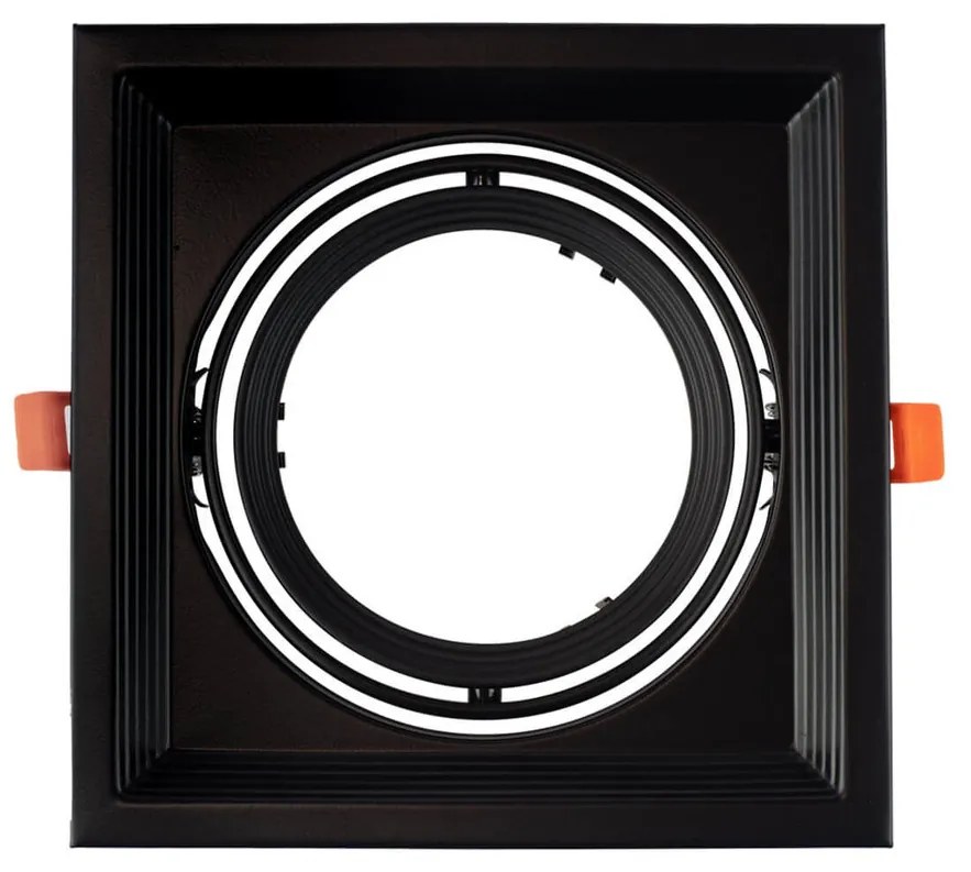 Faro da Incasso Orientabile Nero - 1 lampada AR111 Foro 165x165mm