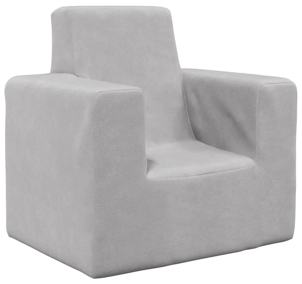 Divano per bambini grigio chiaro in morbido peluche
