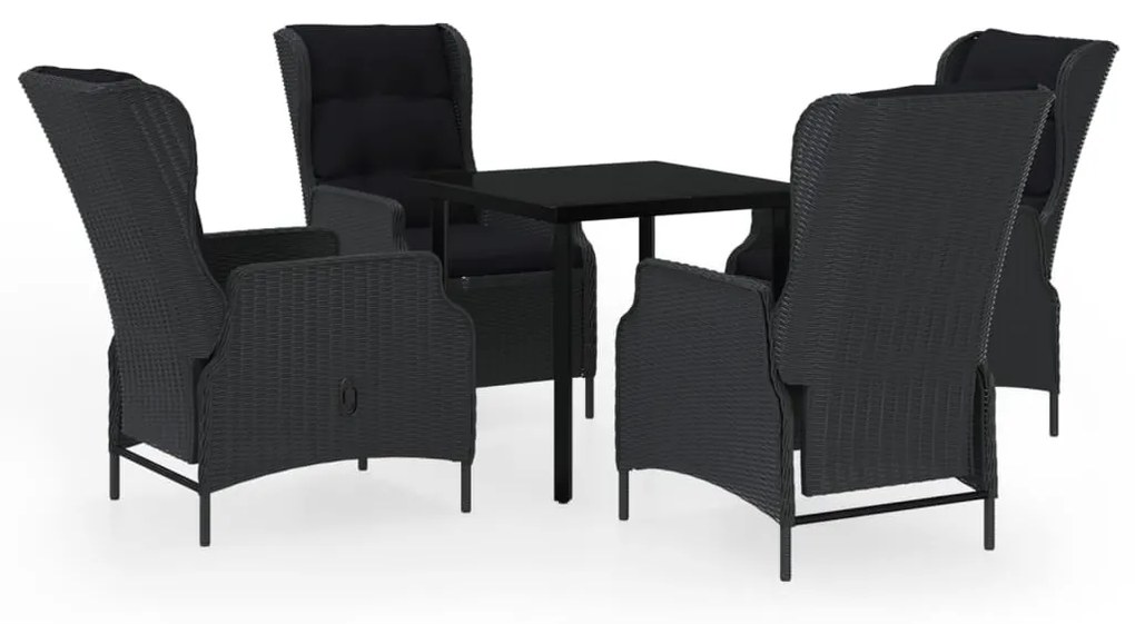 Set mobili da pranzo per giardino 5 pz grigio scuro