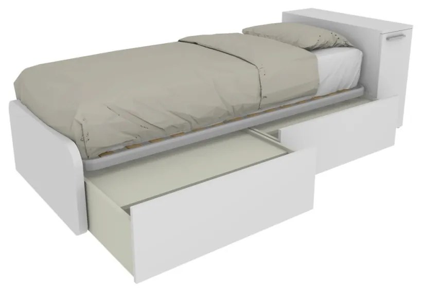 964CK - Letto cameretta 80x190  singolo con elemento contenitore in testata e cassetti estraibili