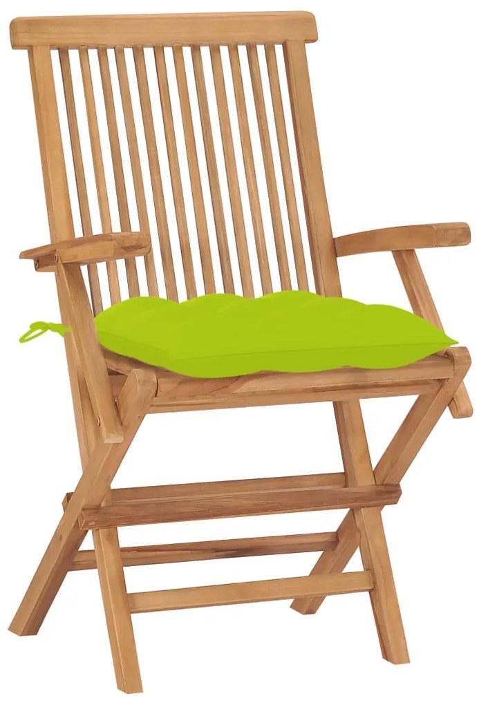 Sedie giardino 2pz con cuscini verde chiaro legno massello teak