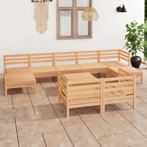 Set Divani da Giardino 10 pz in Legno Massello di Pino