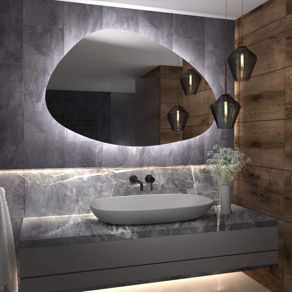Specchio asimmetrico con luce LED G8