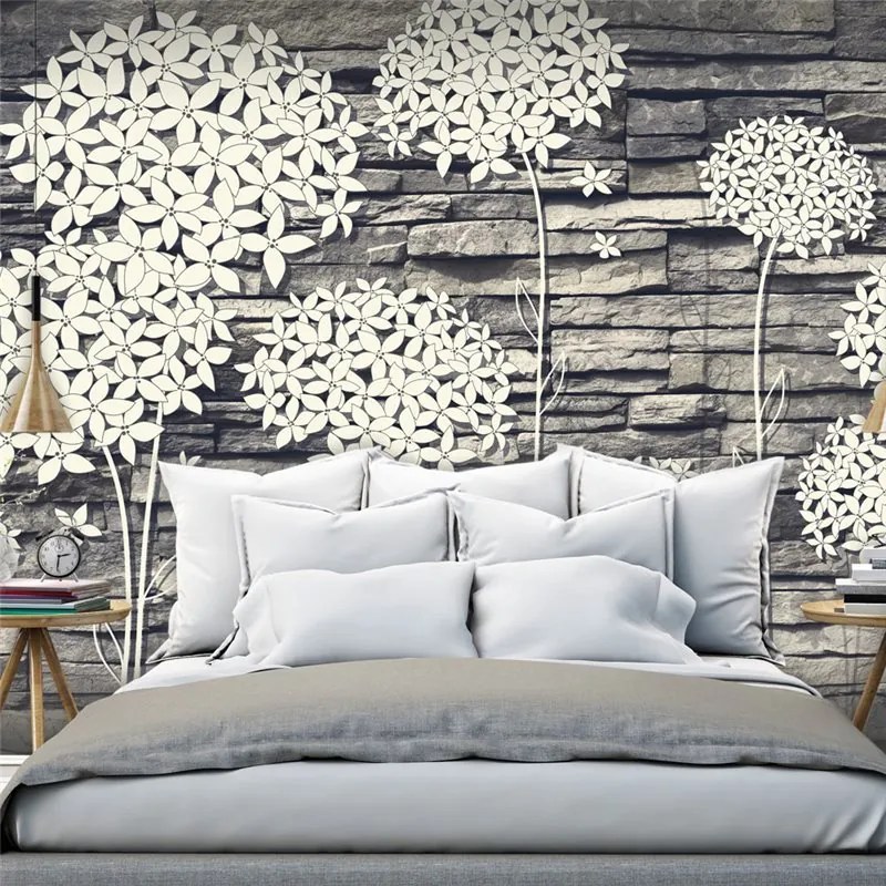 Fotomurale  Stones Flowers  Colore Crema, Dimensioni e Misure 200x140