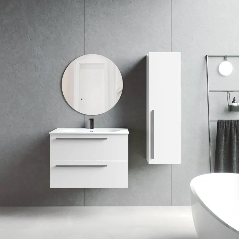 Mobile da bagno sospeso sotto lavabo L 80 x H 55 x P 39.5 cm bianco laccato opaco, 2 cassetti VISOBATH Mia