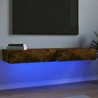 Mobili Porta TV con Luci LED 2 pz Rovere Fumo 60x35x15,5 cm 842897