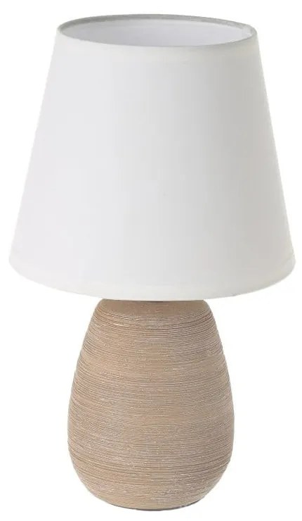 Lampada da tavolo in ceramica marrone con paralume in tessuto (altezza 27,5 cm) - Casa Selección