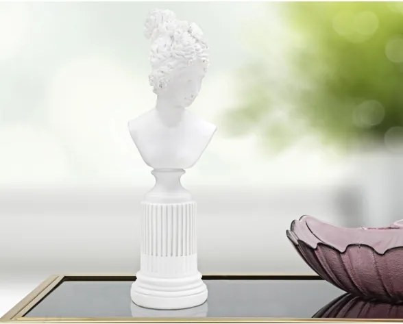 Scultura Statua Woman Con Piedistallo Cm 11X10,5X35,5