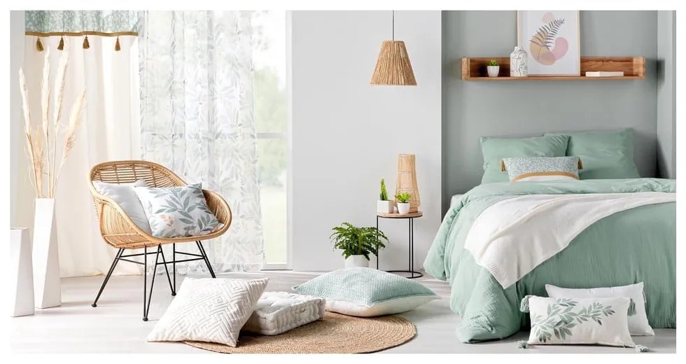 Tenda bianca/verde 140x260 cm Nymphea – douceur d'intérieur