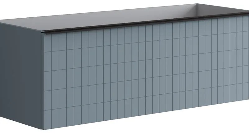 Mobile da bagno sotto lavabo Pixel grid laccato opaco indaco e maniglia alluminio nero laccato opaco L 120 x H 40 x P 45.5 cm 2 cassetti, lavabo non incluso