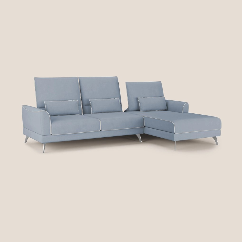 Tommy Divano angolare bicolore con relax e schienali traslanti in microfibra smacchiabile T11 carta da zucchero - bianco