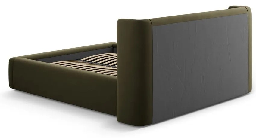 Letto matrimoniale imbottito verde con contenitore con rete inclusa 180x200 cm Jason – Windsor &amp; Co Sofas