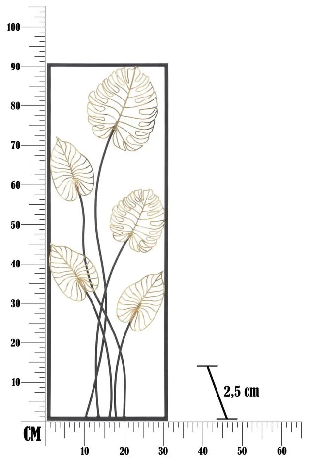 Decorazione da appendere in metallo con motivo a foglie Mauro Ferretti -B-, 31 x 90 cm Luxy - Mauro Ferretti