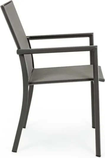 Set 4 Sedie Da Esterno Antracite In Alluminio E Textilene Con Braccioli Konnor Bizzotto