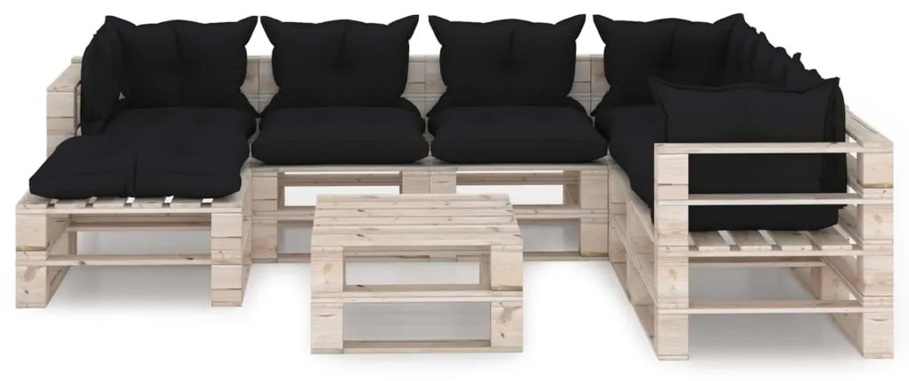 Set divani da giardino pallet 8 pz con cuscini in legno di pino