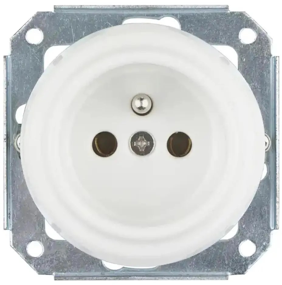 Bohemia-Design - Presa elettrica domestica in porcellana stile retrò senza cornice 250V/16A bianca