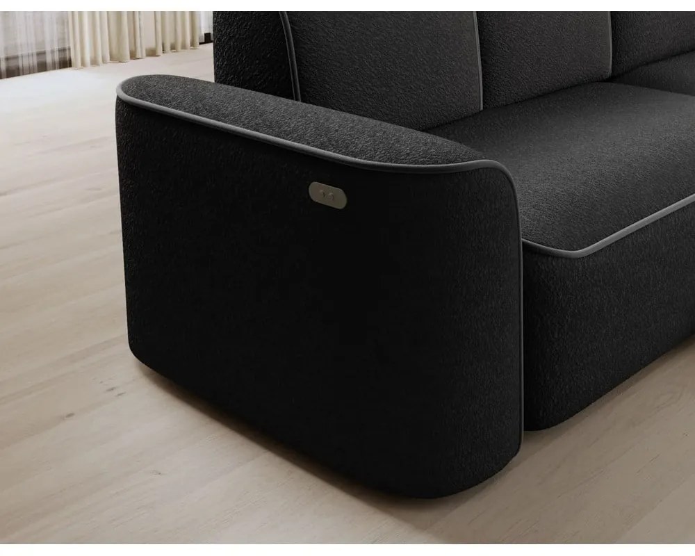 Divano angolare grigio scuro (con penisola a destra/con chaise lounge) e rivestimento in bouclé Ume – ELTAP